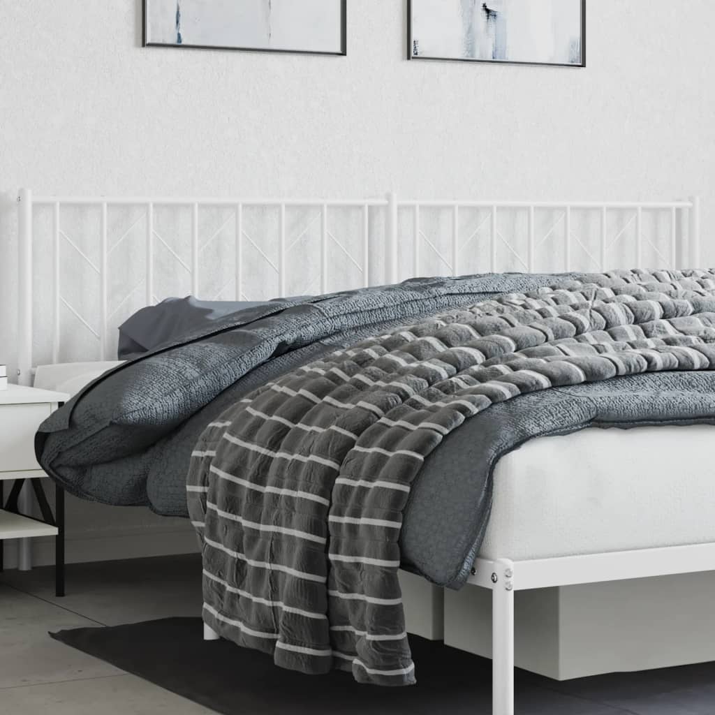 vidaXL Metal Replace Headboard White 200 cm