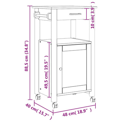 vidaXL Kitchen Trolley MONZA 48x40x88.5 cm Solid Wood Pine