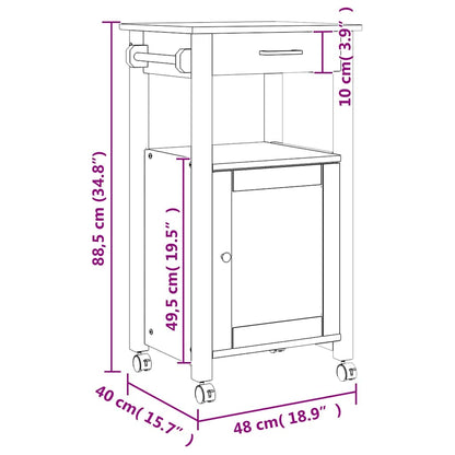 vidaXL Kitchen Trolley MONZA 48x40x88.5 cm Solid Wood Pine