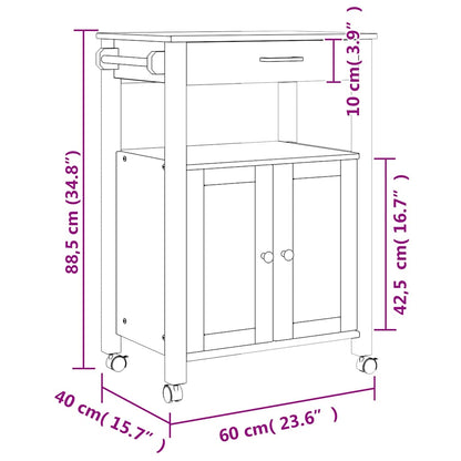 vidaXL Kitchen Trolley MONZA 60x40x88.5 cm Solid Wood Pine