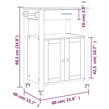vidaXL Kitchen Trolley MONZA 60x40x88.5 cm Solid Wood Pine
