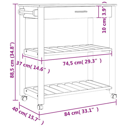 vidaXL Kitchen Trolley MONZA 84x40x88.5 cm Solid Wood Pine