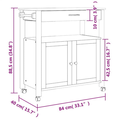 vidaXL Kitchen Trolley MONZA 84x40x88.5 cm Solid Wood Pine