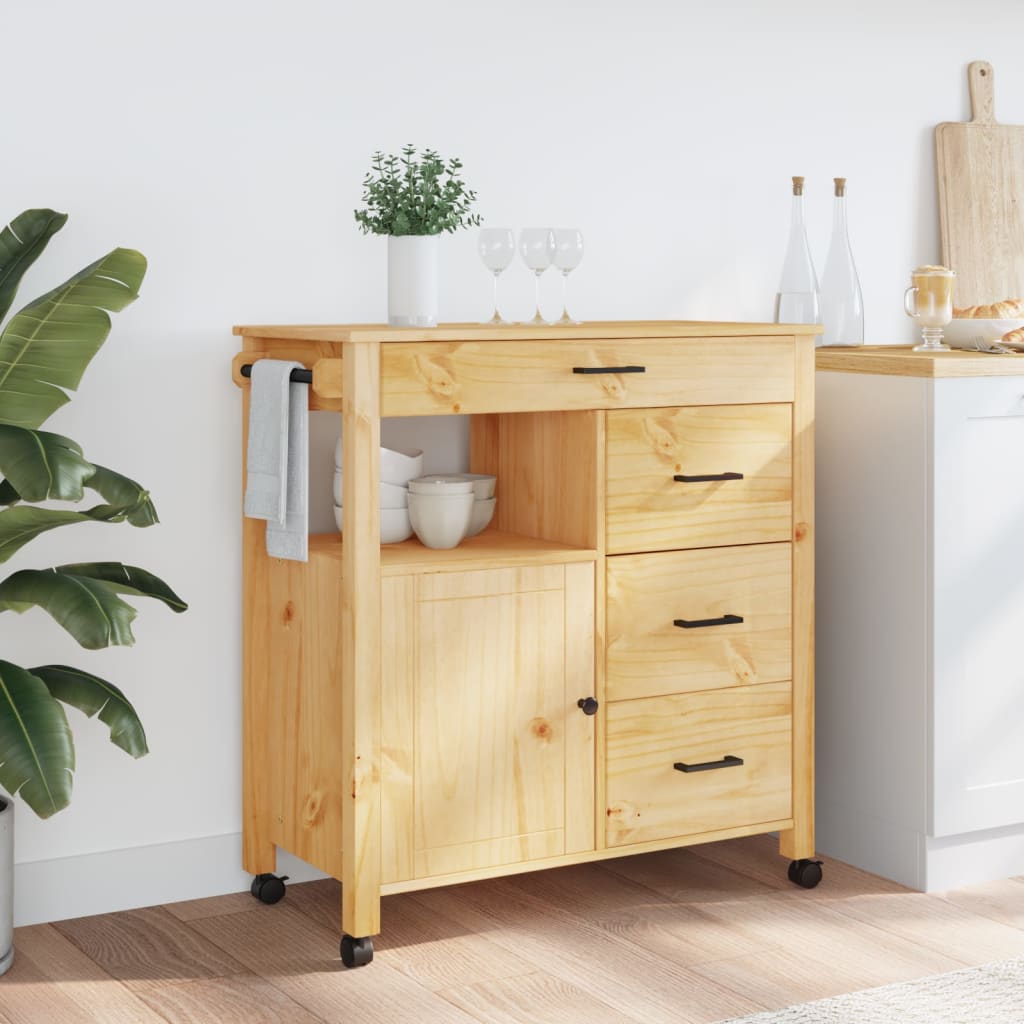 vidaXL Kitchen Trolley MONZA 84x40x88.5 cm Solid Wood Pine