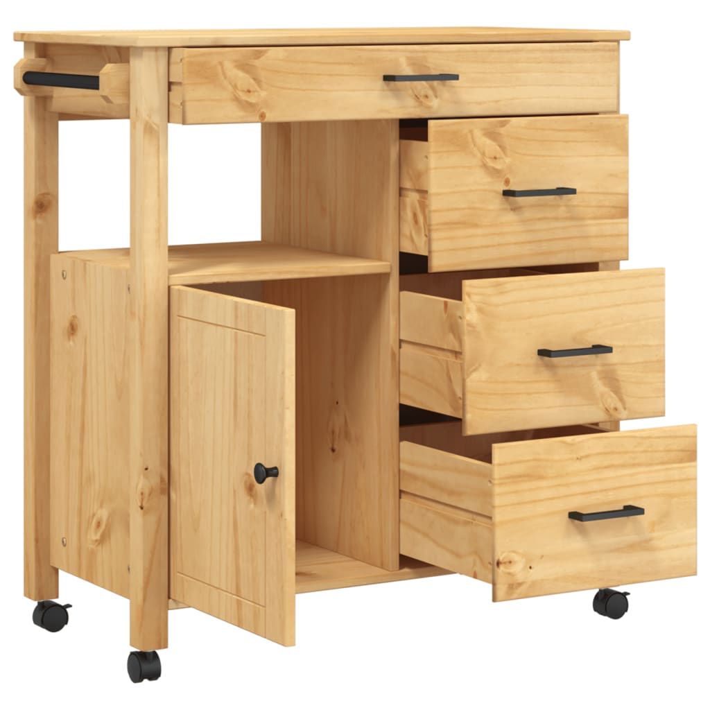 vidaXL Kitchen Trolley MONZA 84x40x88.5 cm Solid Wood Pine
