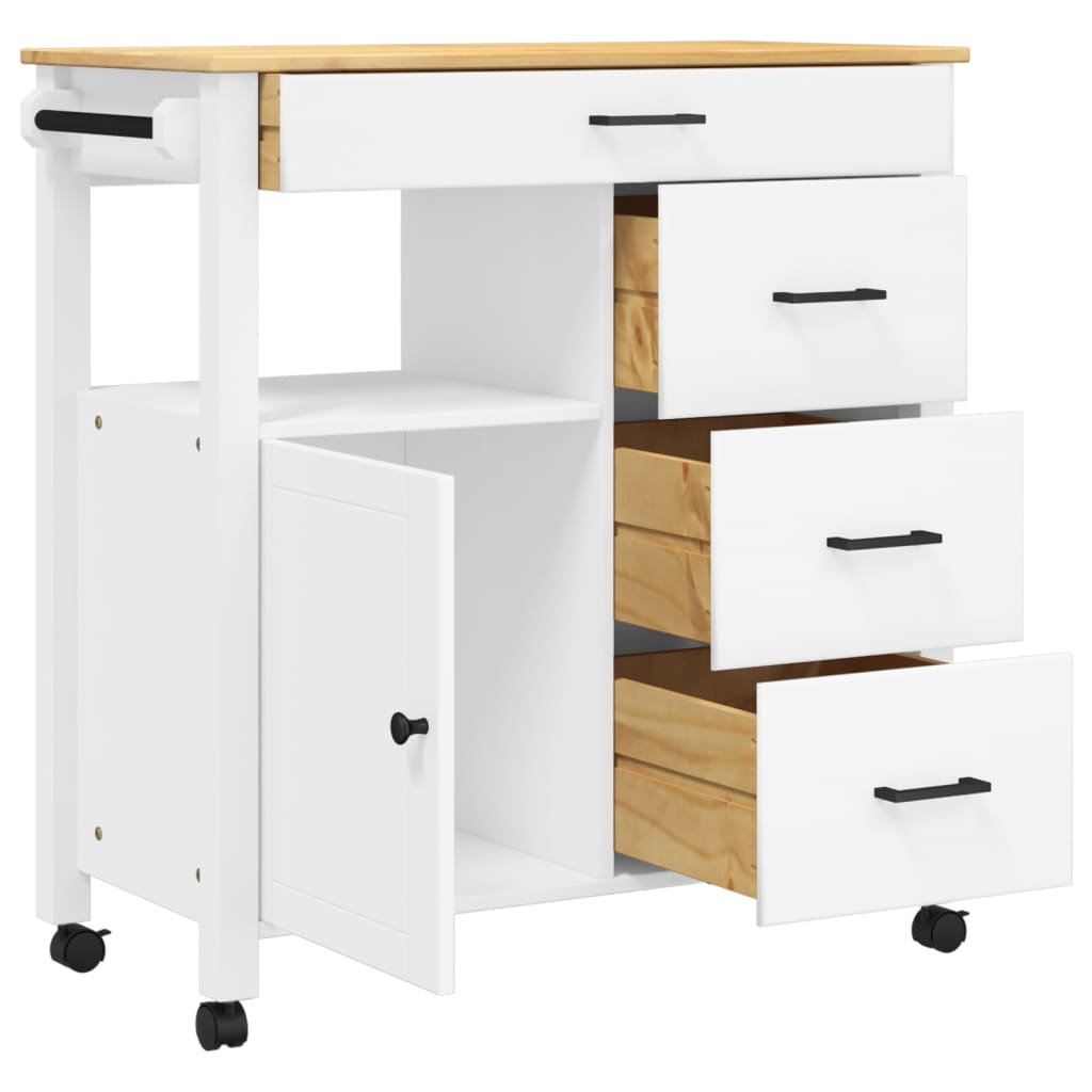 vidaXL Kitchen Trolley MONZA 84x40x88.5 cm Solid Wood Pine