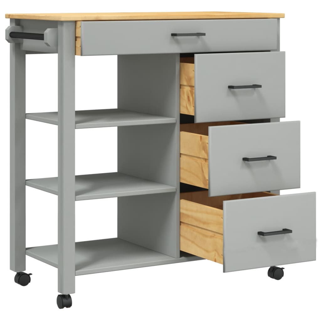 vidaXL Kitchen Trolley MONZA 84x40x88.5 cm Solid Wood Pine