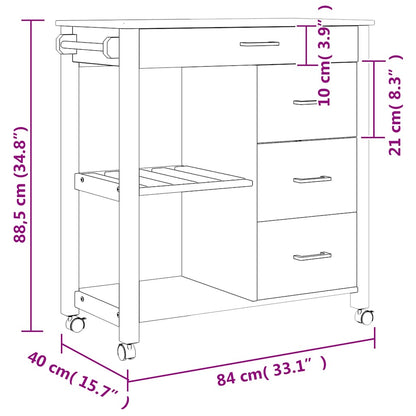 vidaXL Kitchen Trolley MONZA 84x40x88.5 cm Solid Wood Pine