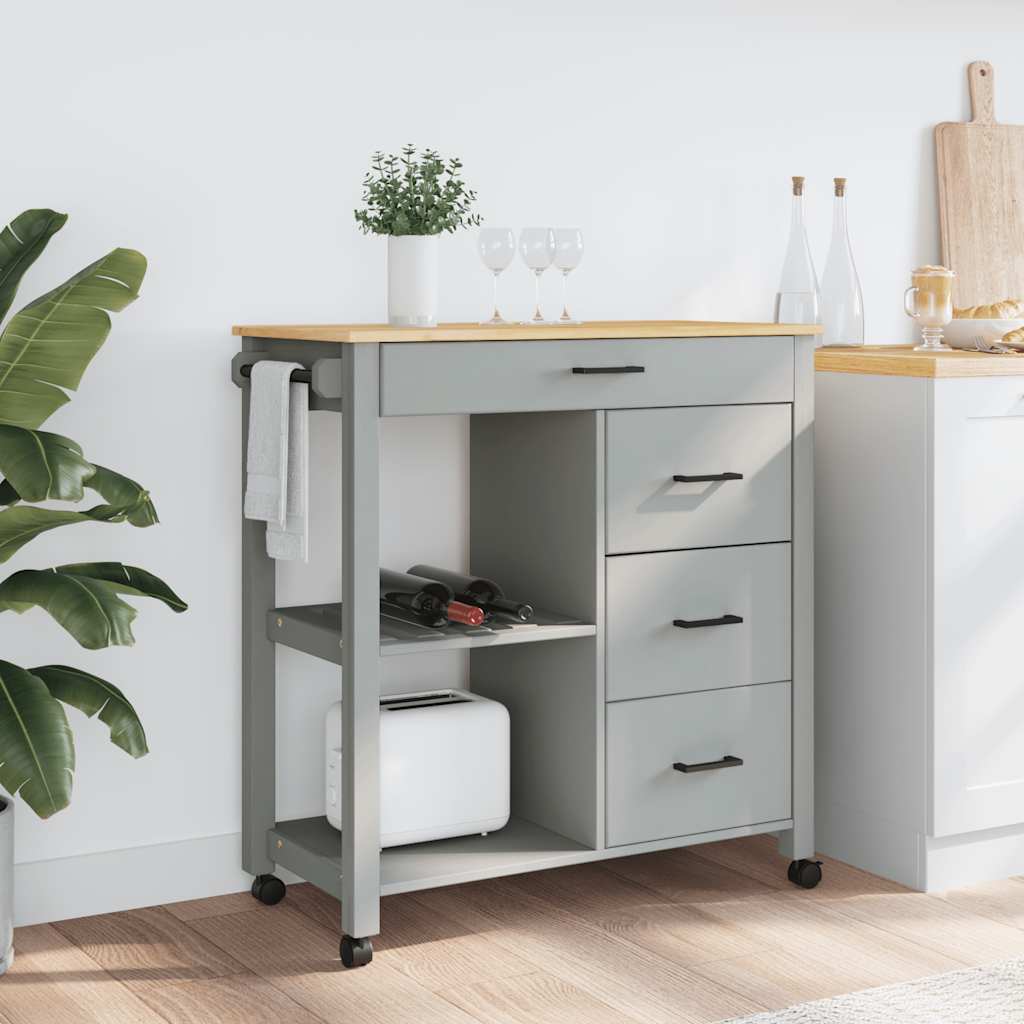 vidaXL Kitchen Trolley MONZA 84x40x88.5 cm Solid Wood Pine