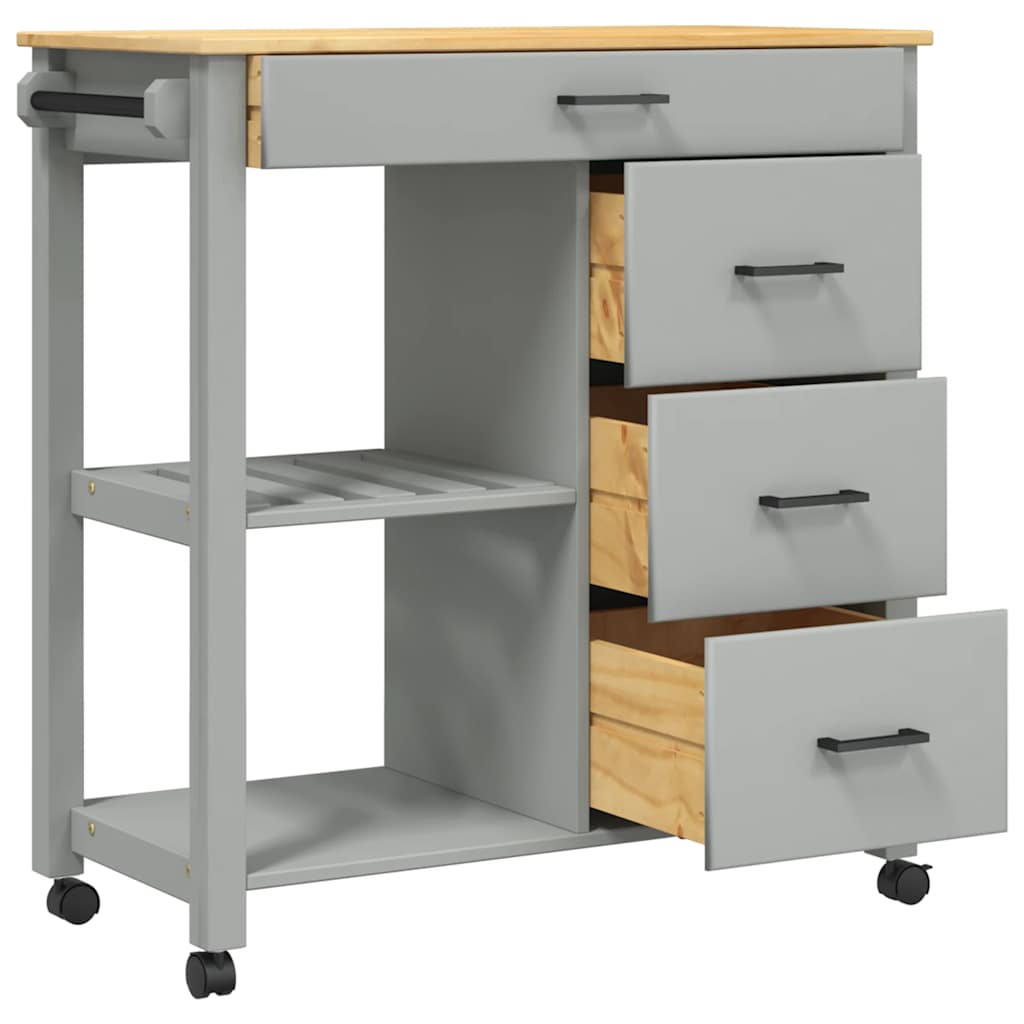vidaXL Kitchen Trolley MONZA 84x40x88.5 cm Solid Wood Pine