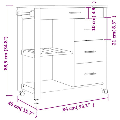 vidaXL Kitchen Trolley MONZA 84x40x88.5 cm Solid Wood Pine