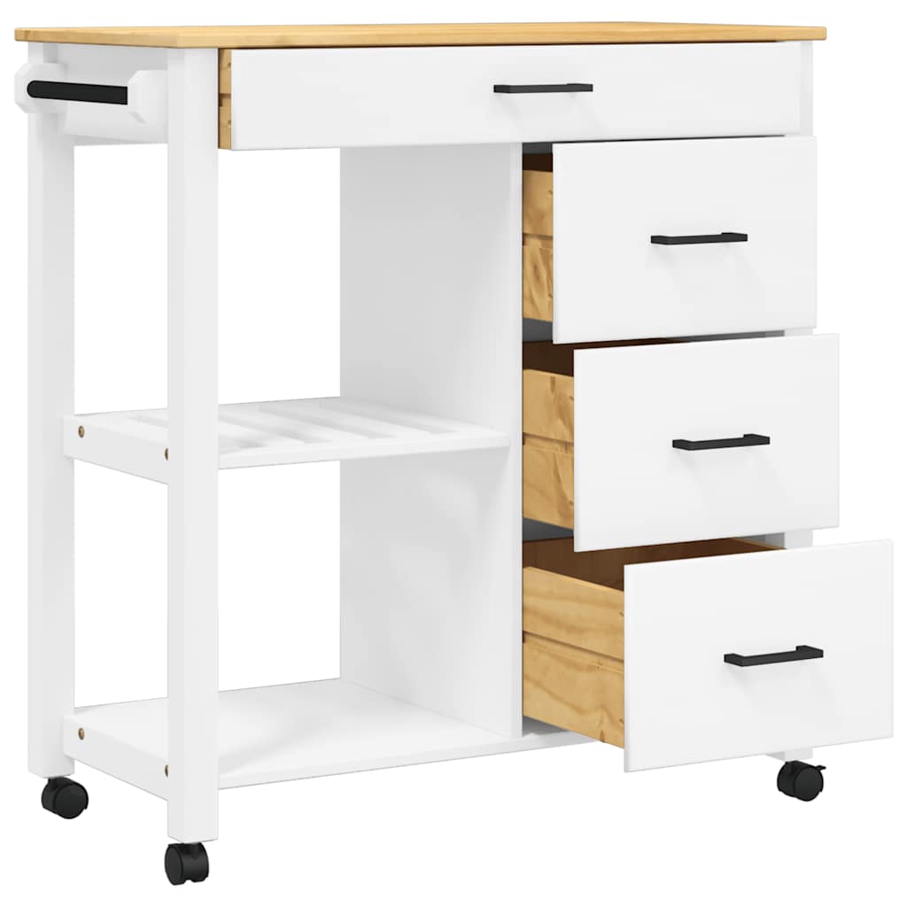 vidaXL Kitchen Trolley MONZA 84x40x88.5 cm Solid Wood Pine