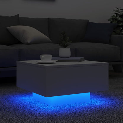 vidaXL Coffee Table with LED Lights White 55x55x31 cm