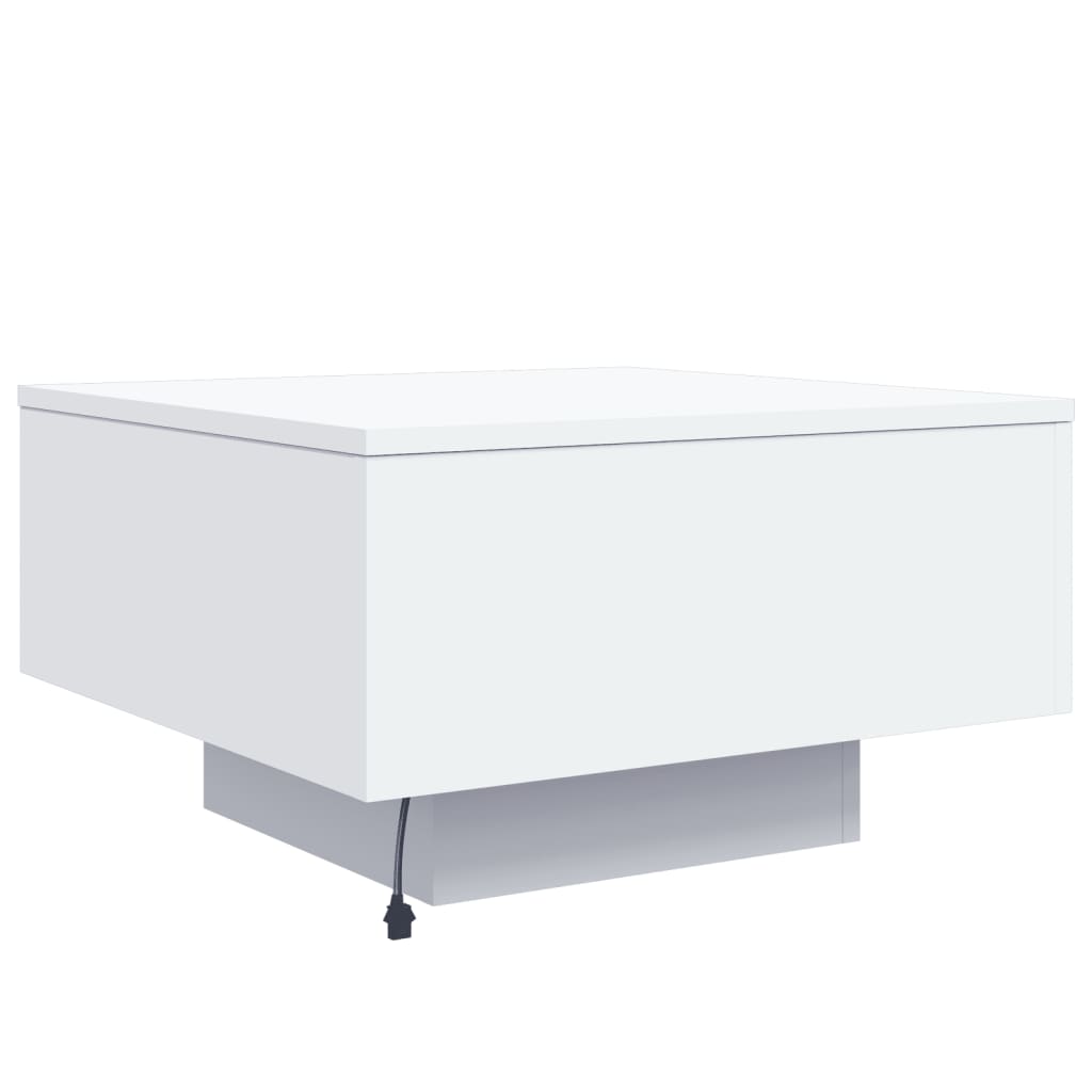 vidaXL Coffee Table with LED Lights White 55x55x31 cm
