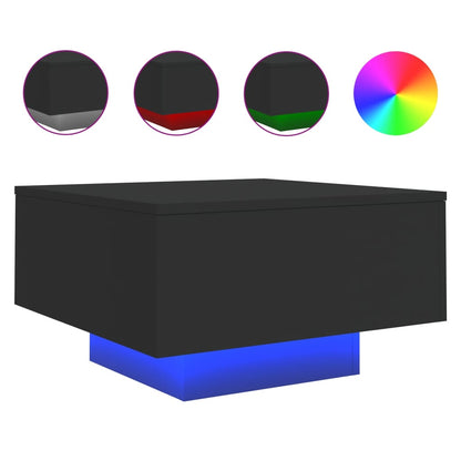 vidaXL Coffee Table with LED Lights Black 55x55x31 cm