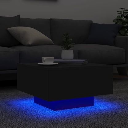 vidaXL Coffee Table with LED Lights Black 55x55x31 cm