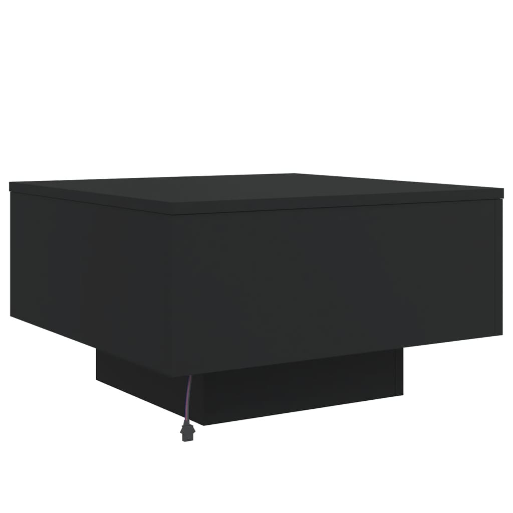 vidaXL Coffee Table with LED Lights Black 55x55x31 cm