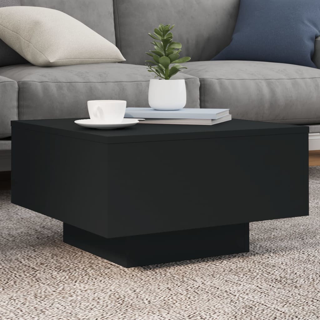 vidaXL Coffee Table with LED Lights Black 55x55x31 cm