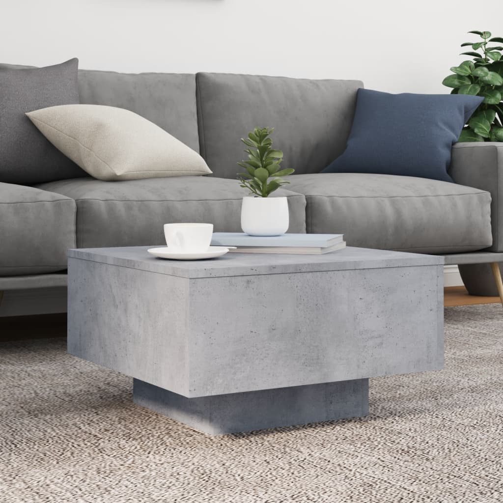 vidaXL Coffee Table with LED Lights Concrete Grey 55x55x31 cm