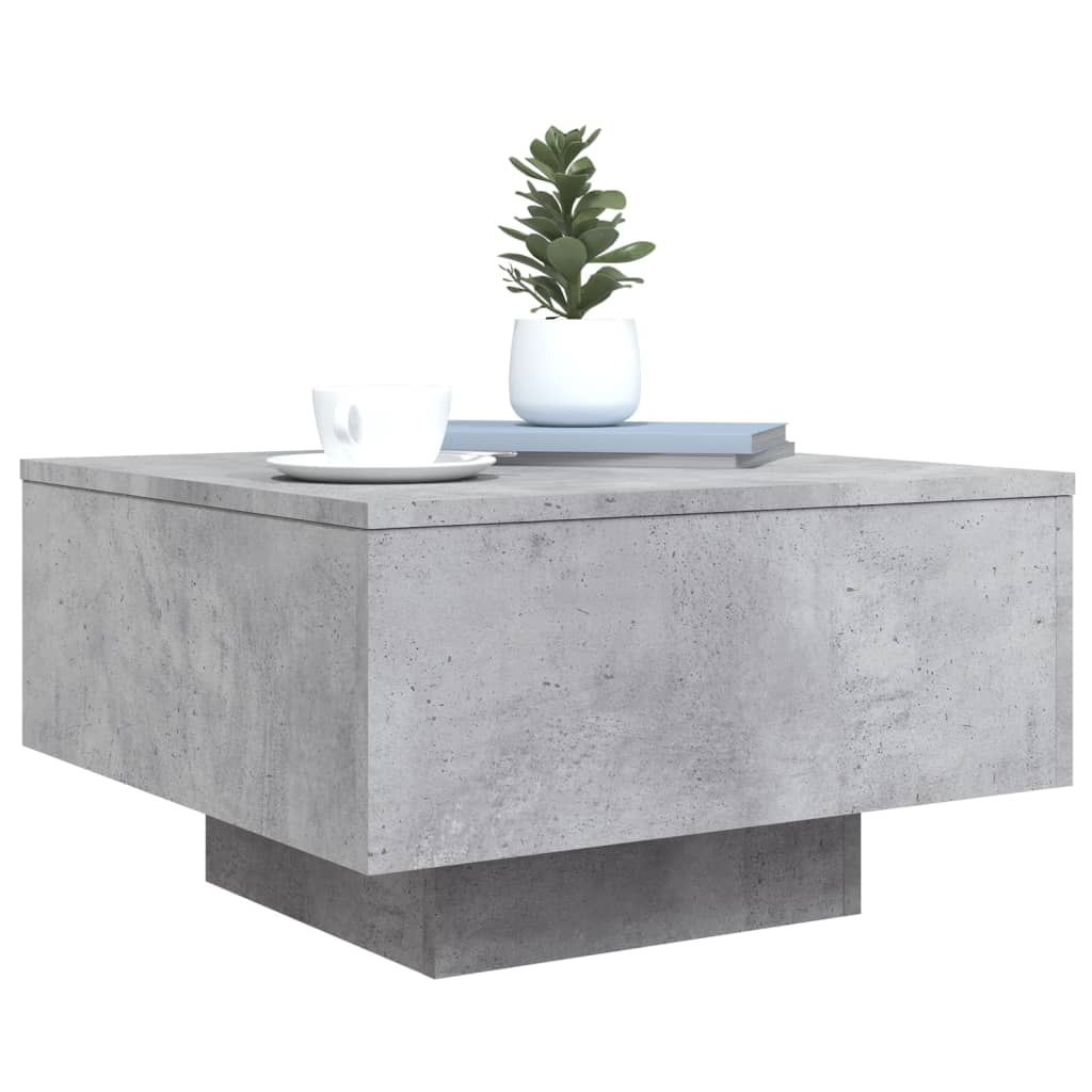vidaXL Coffee Table with LED Lights Concrete Grey 55x55x31 cm
