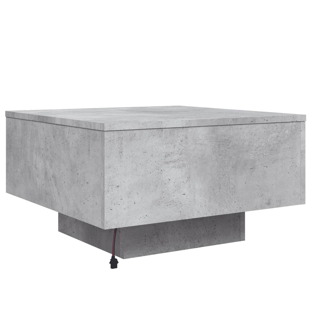 vidaXL Coffee Table with LED Lights Concrete Grey 55x55x31 cm