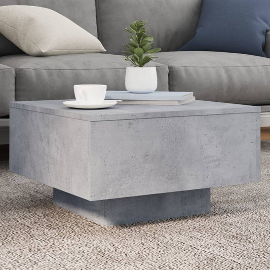 vidaXL Coffee Table with LED Lights Concrete Grey 55x55x31 cm