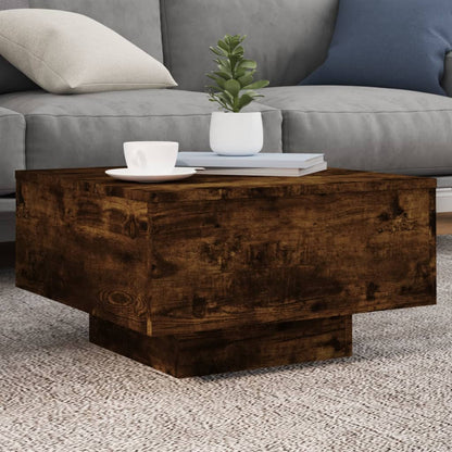 vidaXL Coffee Table with LED Lights Smoked Oak 55x55x31 cm