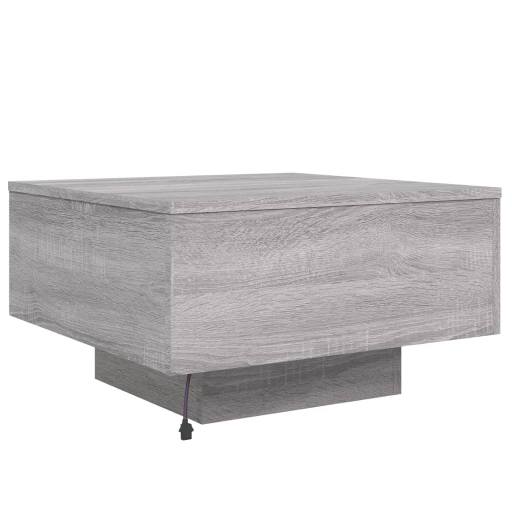 vidaXL Coffee Table with LED Lights Grey Sonoma 55x55x31 cm