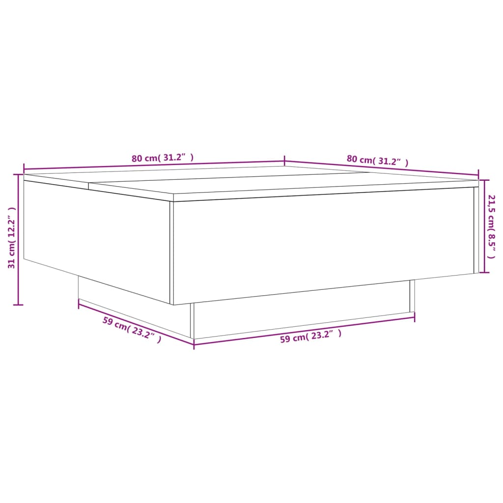 vidaXL Coffee Table Concrete Grey 80x80x31 cm Engineered Wood