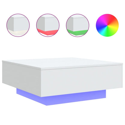 vidaXL Coffee Table with LED Lights White 80x80x31 cm