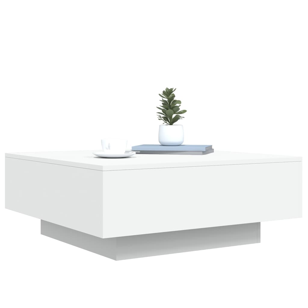 vidaXL Coffee Table with LED Lights White 80x80x31 cm
