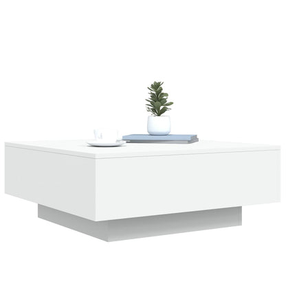 vidaXL Coffee Table with LED Lights White 80x80x31 cm
