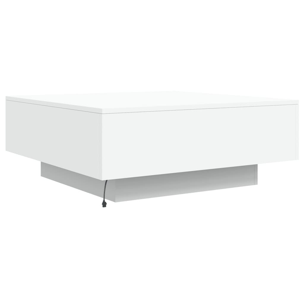 vidaXL Coffee Table with LED Lights White 80x80x31 cm