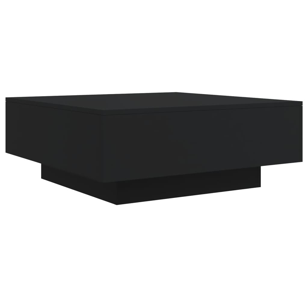 vidaXL Coffee Table with LED Lights Black 80x80x31 cm