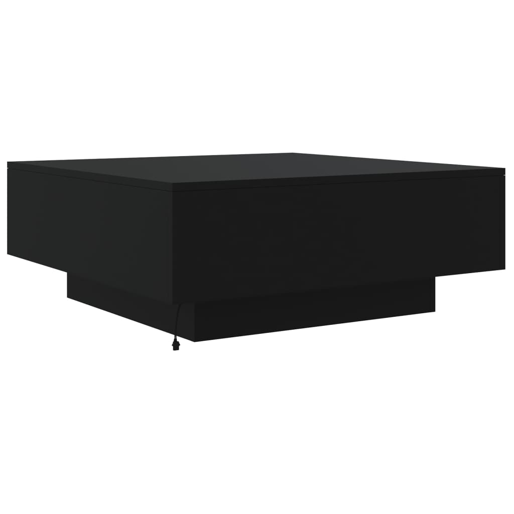 vidaXL Coffee Table with LED Lights Black 80x80x31 cm