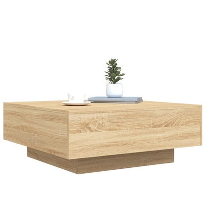 vidaXL Coffee Table with LED Lights Sonoma Oak 80x80x31 cm