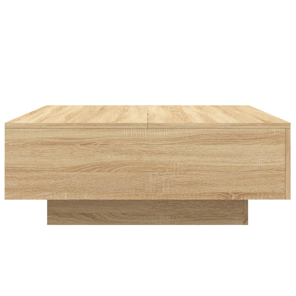 vidaXL Coffee Table with LED Lights Sonoma Oak 80x80x31 cm
