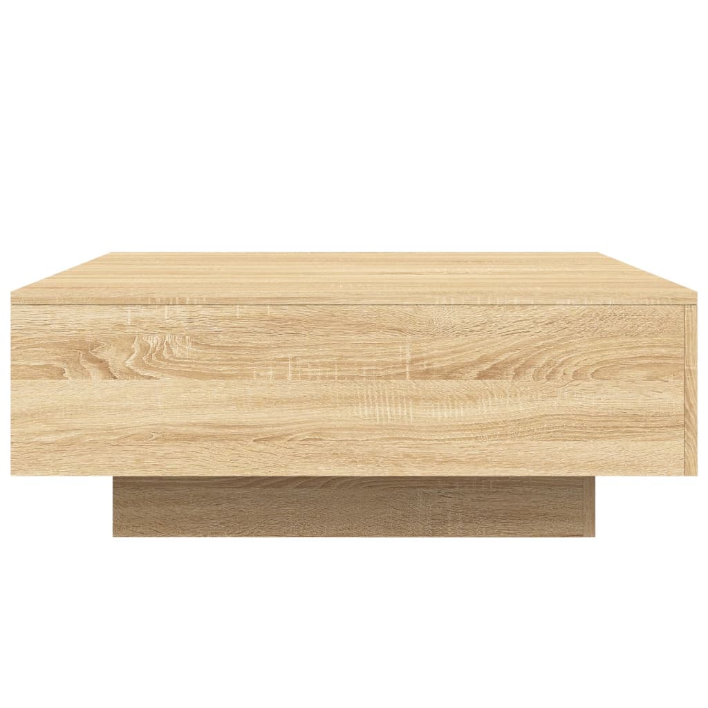 vidaXL Coffee Table with LED Lights Sonoma Oak 80x80x31 cm