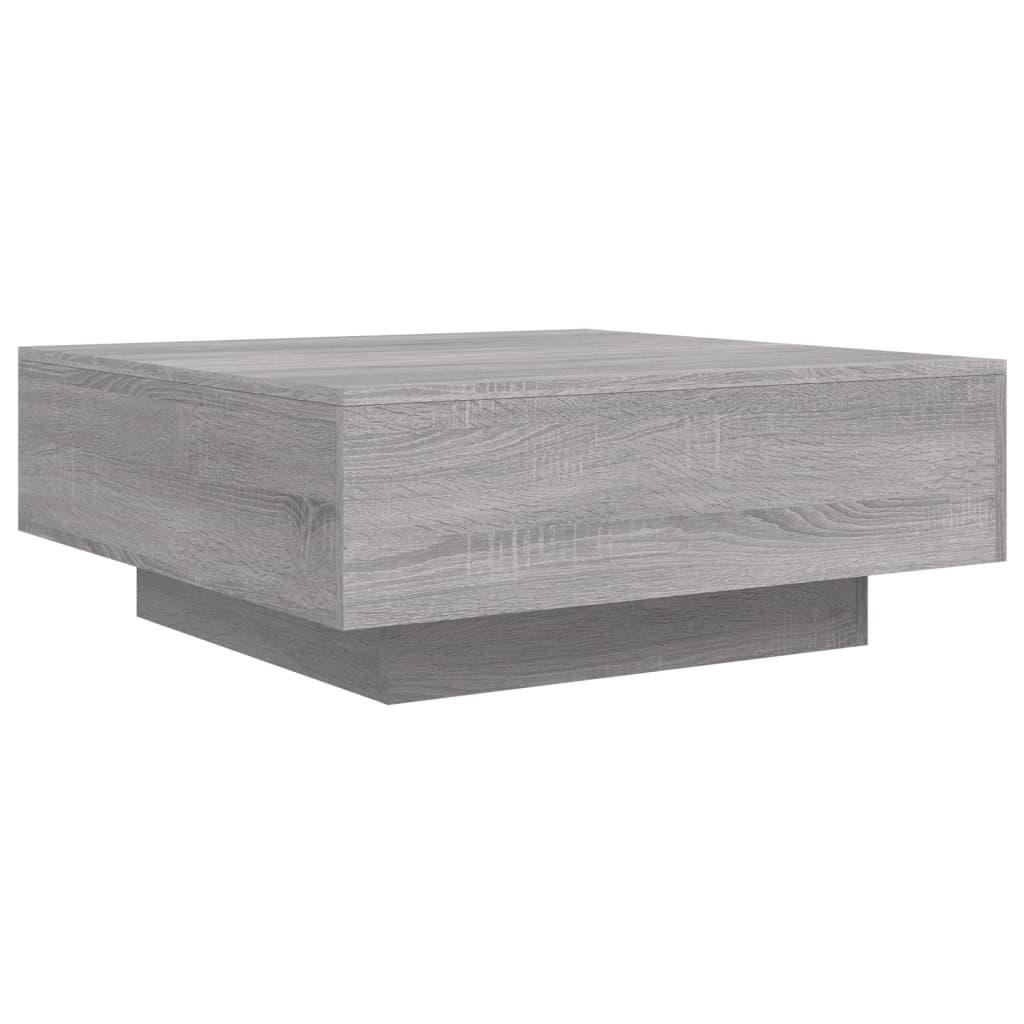 vidaXL Coffee Table with LED Lights Grey Sonoma 80x80x31 cm