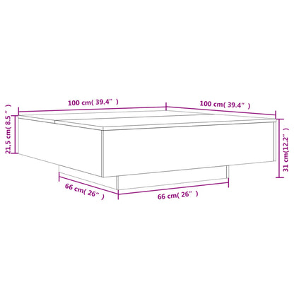 vidaXL Coffee Table White 100x100x31 cm Engineered Wood