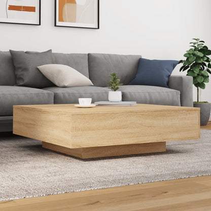 vidaXL Coffee Table with LED Lights Sonoma Oak 100x100x31 cm