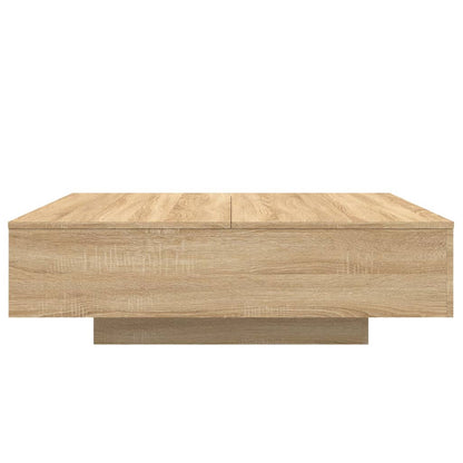 vidaXL Coffee Table with LED Lights Sonoma Oak 100x100x31 cm