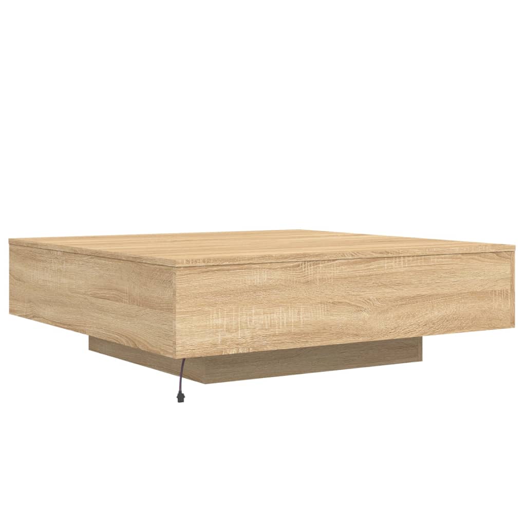 vidaXL Coffee Table with LED Lights Sonoma Oak 100x100x31 cm