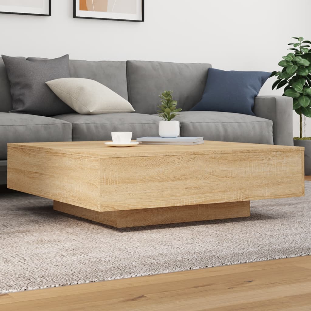 vidaXL Coffee Table with LED Lights Sonoma Oak 100x100x31 cm