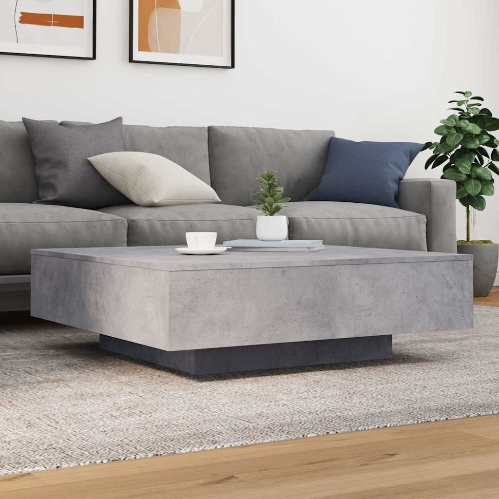 vidaXL Coffee Table with LED Lights Concrete Grey 100x100x31 cm