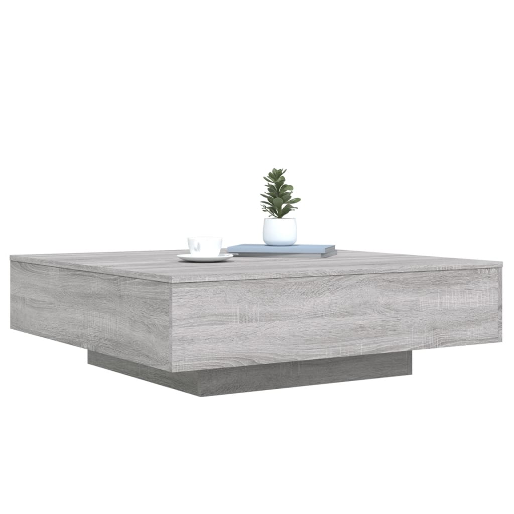 vidaXL Coffee Table with LED Lights Grey Sonoma 100x100x31 cm