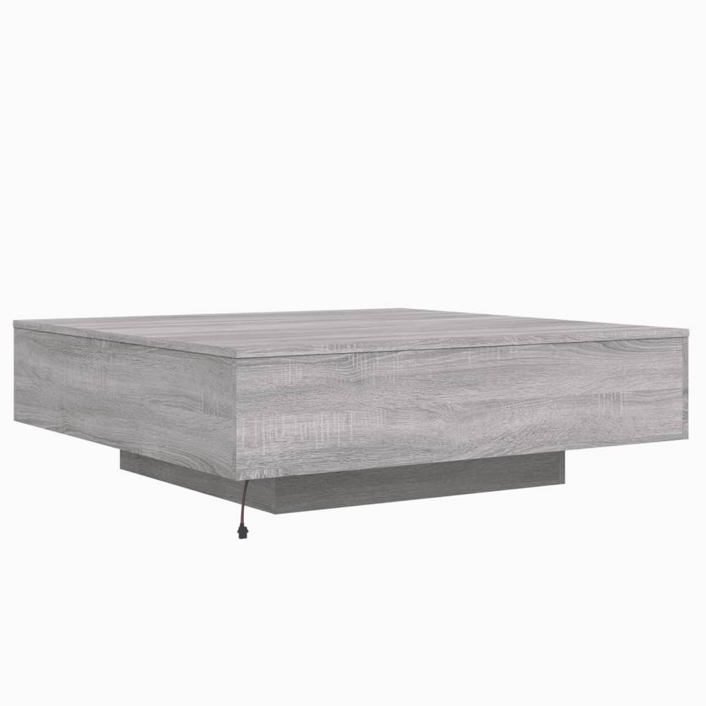 vidaXL Coffee Table with LED Lights Grey Sonoma 100x100x31 cm