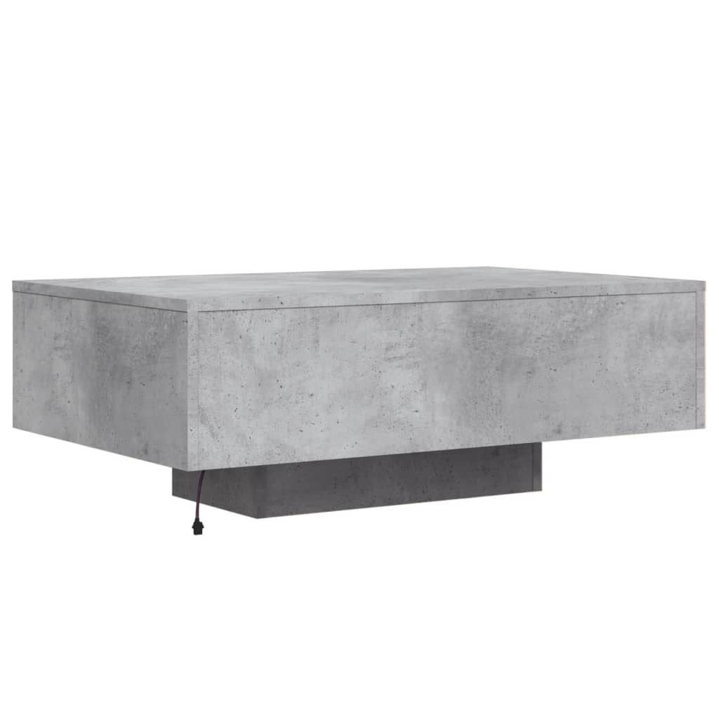 vidaXL Coffee Table with LED Lights Concrete Grey 85x55x31 cm