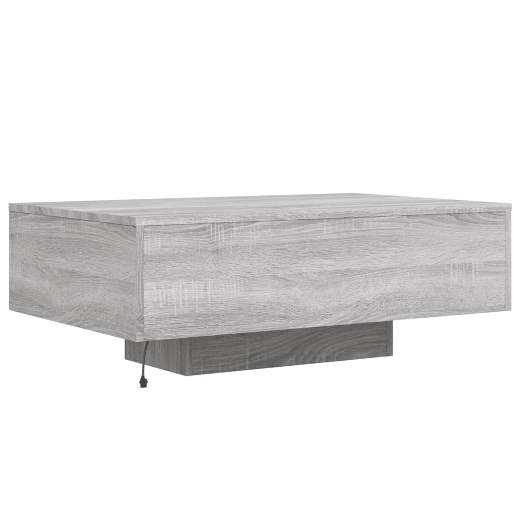 vidaXL Coffee Table with LED Lights Grey Sonoma 85x55x31 cm