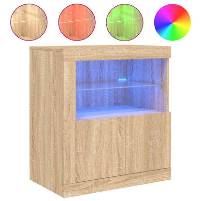 vidaXL Sideboard with LED Lights Sonoma Oak 60,5x37x67 cm